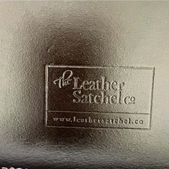 The Leather Satchel Co 15" dark brown England monogram bag briefcase messenger - Picture 4 of 7